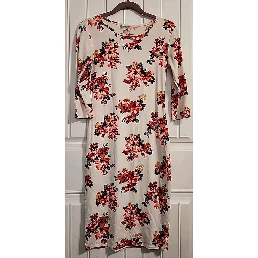 Womens Size Small Floral Maxi Dress 3/4 Sleeve
